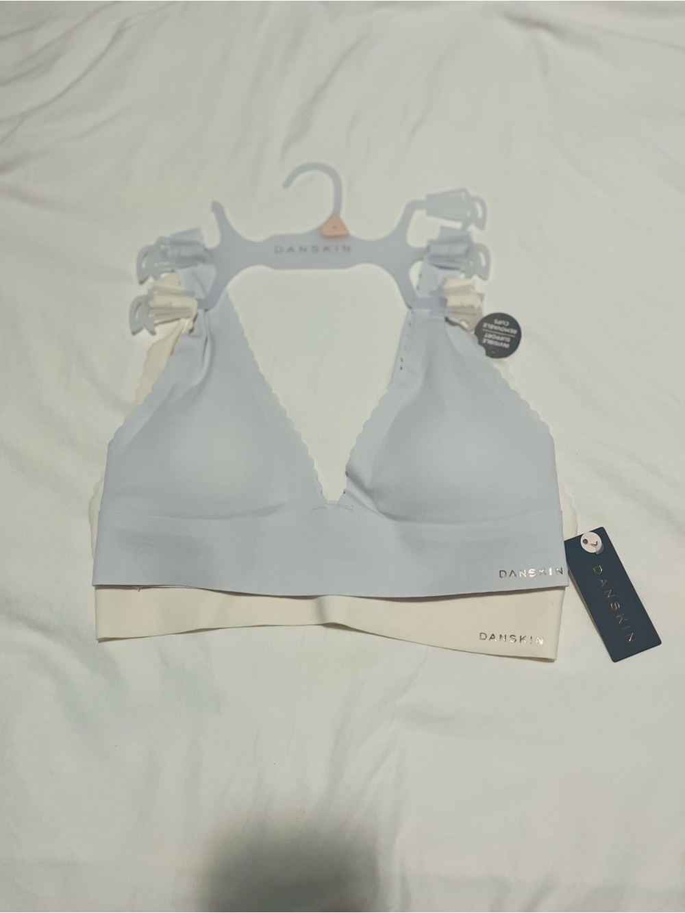 Danskin Seamless Bralette Duo in Light Gray & Cream